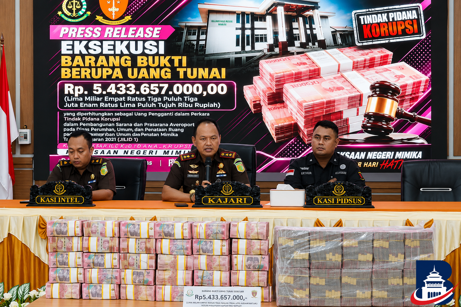Kejari Mimika setor Rp5,43 miliar uang kasus korupsi ke negara